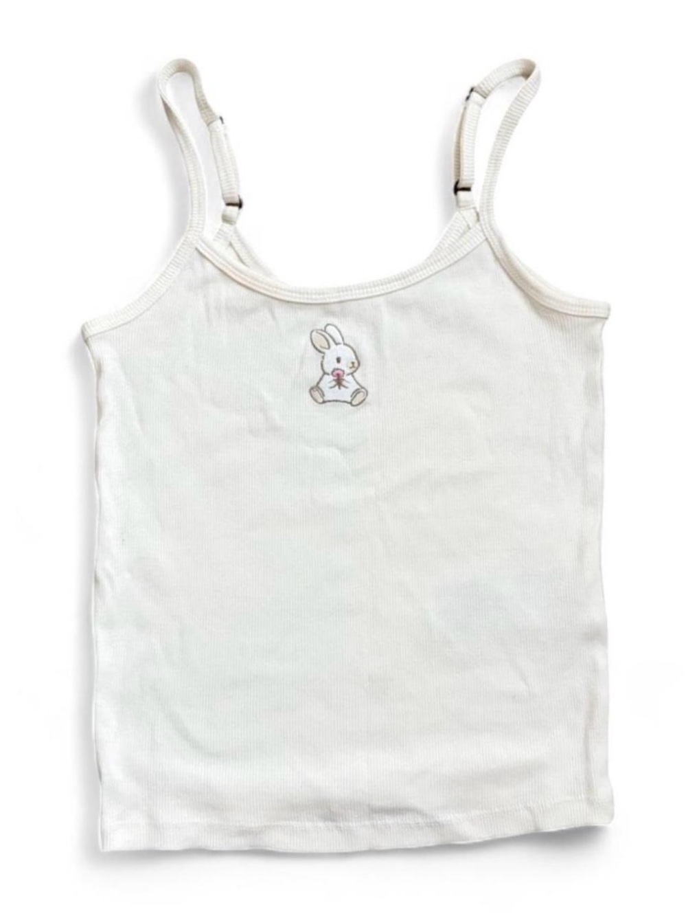 Hollister Cream Ribbed Tank with Bunny Patch